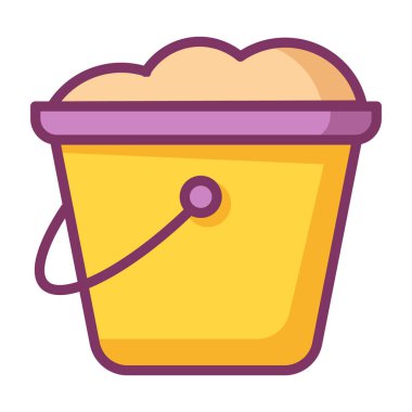 Kova kumları oynayan çocuk. Çizgi biçimi illüstrasyonlu tek izole simge.