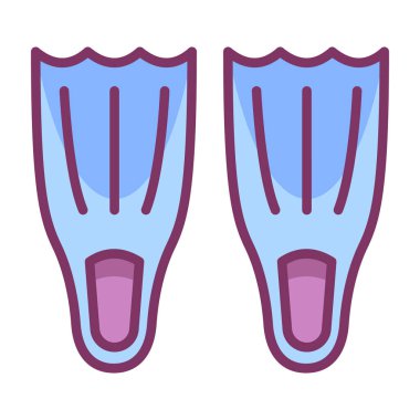 Dalış ayakkabıları şnorkelle yüzüyor, tek bir izole simge ile dolu çizgi biçimi illüstrasyonlu.