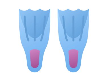 Dalış ayakkabıları şnorkelle yüzüyor tek bir izole edilmiş ikon ve pürüzsüz biçim çizimi