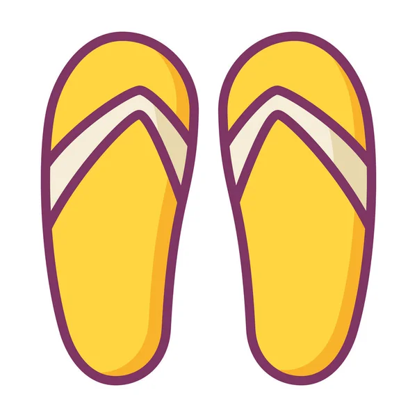 Slippers Sandal Single Isolated Icon Filled Line Style Vector Illustration — Stock Vector