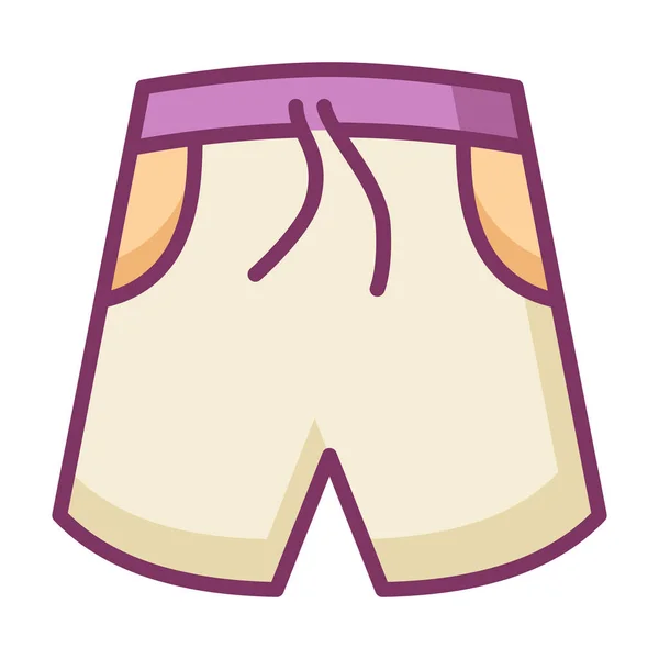 Pláž Kalhoty Zábavné Kraťasy Jednoduché Izolované Ikony Vyplněným Stylu Vektoru — Stockový vektor