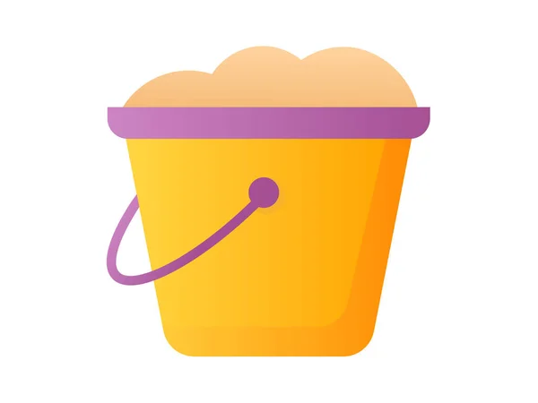 Bucket Sand Play Kid Single Isolated Icon Smooth Style Vector — Stock Vector