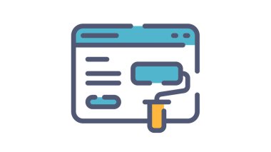 İniş sayfası tasarımı düz çizgi veya kesik stil illüstrasyonlu tek bir izole simge