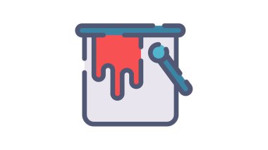 boya kovası rengi tek izole edilmiş simge düz çizgi veya kesik biçimli vektör çizimi