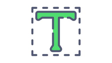 Düz çizgi veya kesik stil vektör illüstrasyonlu tek izole edilmiş tipografi metni aracı