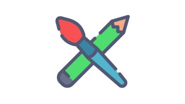 resim aracı fırça kalem tek izole simge düz çizgi veya kesik stil illüstrasyon