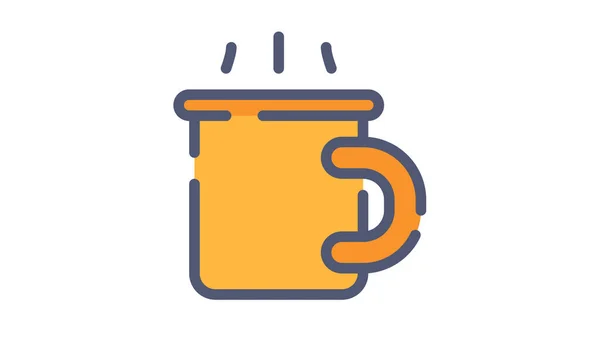 Coffee Break Drink Single Isolated Icon Flat Dash Dashed Style - Stok Vektor