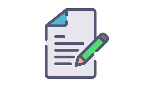 Documento Crear Escribir Solo Icono Aislado Con Guion Plano Ilustración — Vector de stock