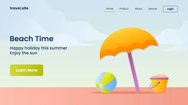 Beach Time Kampaň Pro Webové Stránky Domovské Stránky Landingpage Banner — Stockový vektor