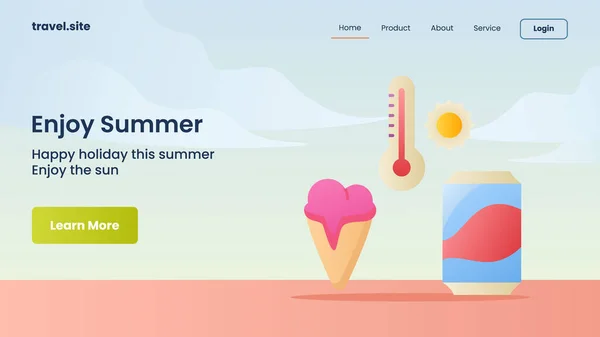 Disfrutar Campaña Verano Para Sitio Web Página Inicio Página Inicio — Archivo Imágenes Vectoriales