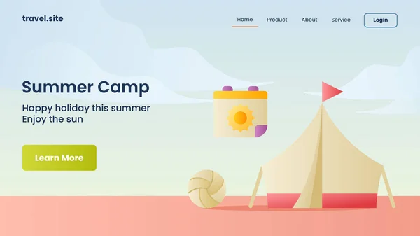 Campaña Campamento Verano Para Sitio Web Página Inicio Página Inicio — Archivo Imágenes Vectoriales