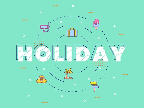 Holiday Typography Calligraphy Letletletlettering Summer Icon Outline Style Vector Design — 스톡 벡터