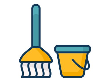 süpürge kovası doldurulmuş satır biçimi illüstrasyonlu tek izole simge