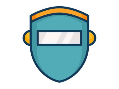 Kaynak maskesi doldurulmuş satır biçimi çizimi illüstrasyonlu tek bir izole simge