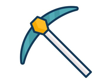 Maden baltalı çekiç dolu çizgi biçimi illüstrasyonlu tek bir izole simge