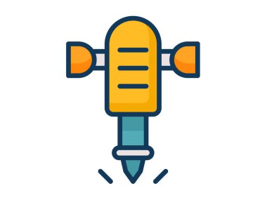 jack çekiç tek izole edilmiş simge ile dolu çizgi vektör çizimi