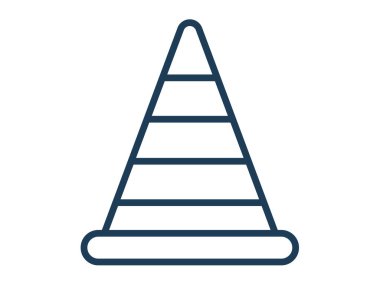 Trafik konisi tek beyaz izole edilmiş arkaplan ana hatlı biçim vektör tasarımı illüstrasyonu