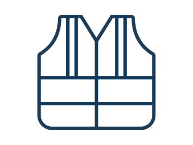 yelek işçiliği tek simge beyaz izole arkaplan ana hatlı biçim vektör tasarımı illüstrasyonu