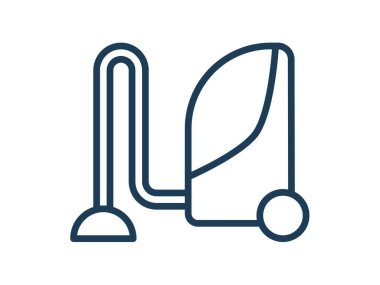 elektrik süpürgesi tek simge beyaz izole arkaplan ana hatlı biçim vektör tasarımı illüstrasyonu