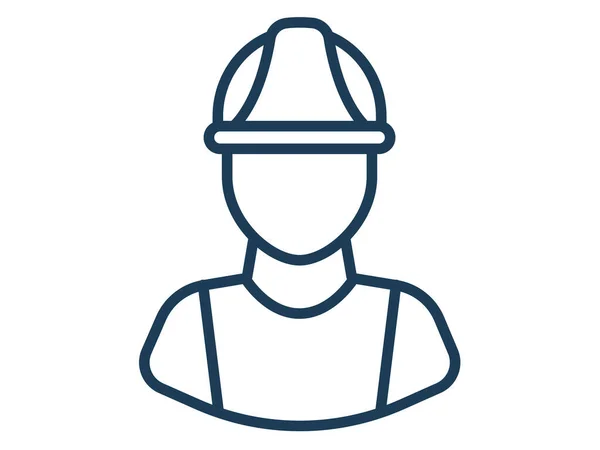 Worker Handyman Single Icon White Isolated Background Outline Style Vector — 스톡 벡터