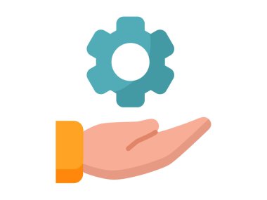 Düz çizim biçimli tek bir el dişlisi izole simgesi