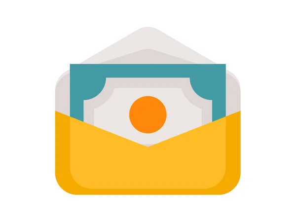 Salary Income Earning Envelope Single Isolated Icon Flat Style Vector — 스톡 벡터