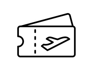 Bilet uçuş tek izole edilmiş ikon ana hatlı vektör tasarım illüstrasyonu