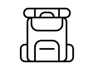 Sırt çantalı, ana hatlı, izole edilmiş, vektör tasarımı resimli tek simge