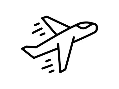 uçuş uçağı tek izole edilmiş ikon ana hatlı vektör tasarım illüstrasyonu