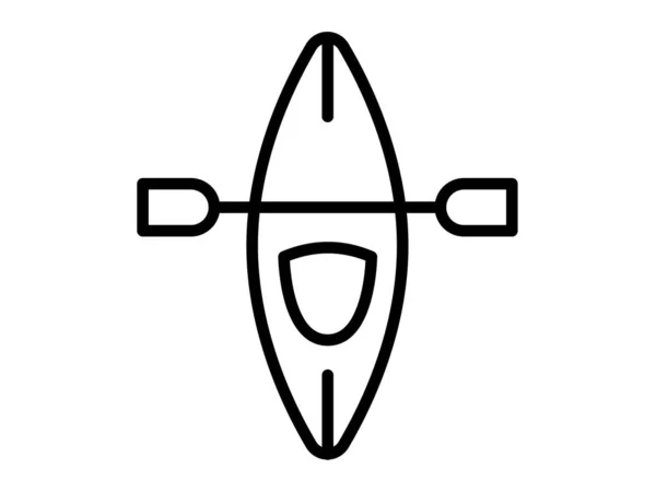 Kayak独木舟独立图标与轮廓风格矢量设计说明 — 图库矢量图片