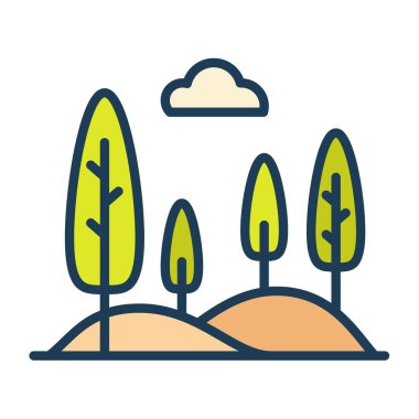 Tepe Vadisi tek izole edilmiş çizgi biçimi illüstrasyonlu simge