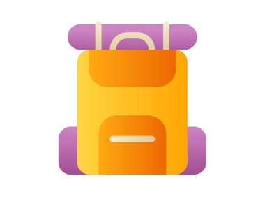 Sırt çantasında pürüzsüz biçim çizimi olan tek bir izole simge