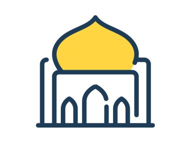 Çizgi veya çizgi biçimi illüstrasyonlu tek bir izole cami simgesi