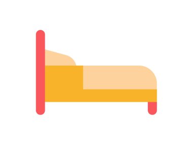 Yatak odası düz stil illüstrasyonlu tek izole simge