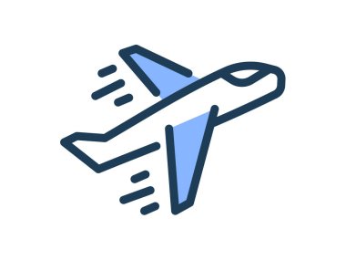 uçuş uçağı tek izole edilmiş simge çizgi veya çizgi biçimi illüstrasyonlu