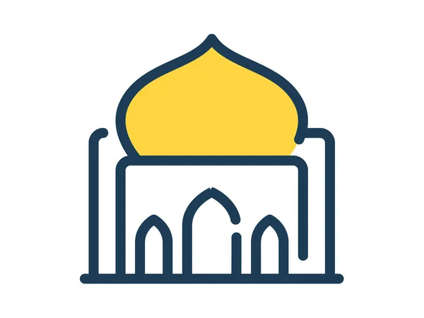 Mosque Single Isolated Icon Dash Dashed Line Style Vector Illustration — Stock Vector