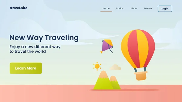 New Way Traveling Campaign Web Website Home Epage Landing Page — стоковый вектор