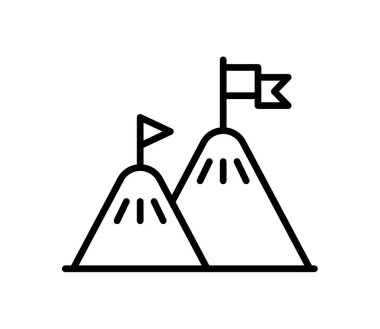 Başarı bayrağı, ana hatlı biçim vektör tasarımı illüstrasyonuna sahip tek bir izole simge