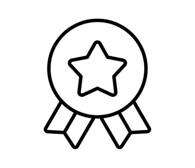 Rozet yıldızı tasarım tasarımı illüstrasyonuna sahip tek bir izole simge