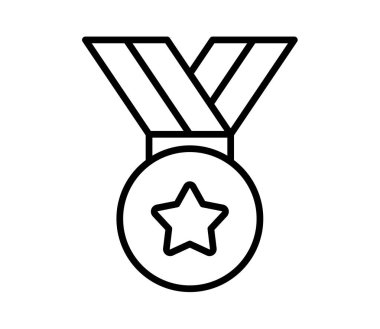 Madalya ödülü, ana hatlı tasarım tasarımı illüstrasyonlu tek izole ikon