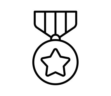 Madalya ödülü, ana hatlı tasarım tasarımı illüstrasyonlu tek bir izole simge