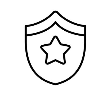 simge yıldız kalkanı ana hatlı tek izole edilmiş vektör tasarımı illüstrasyonu