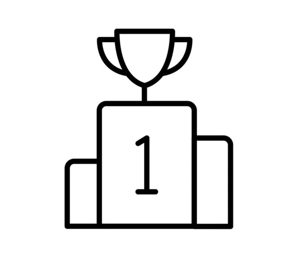 Championship Trophy Single Isolated Icon Outline Style Vector Design Illustration — Διανυσματικό Αρχείο