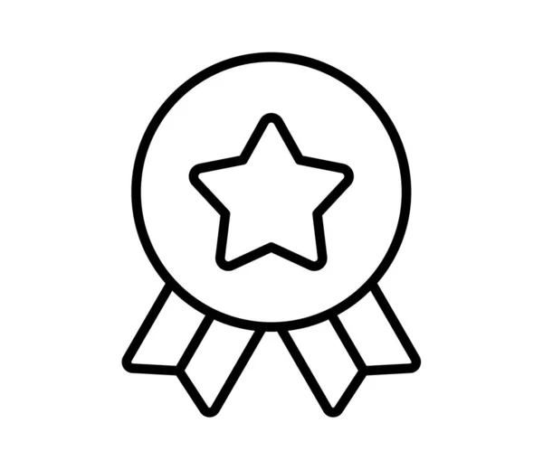 Badge Star Single Isolated Icon Outline Style Vector Design Illustration — Διανυσματικό Αρχείο