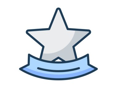 Rozet yıldızı doldurulmuş satır biçimi illüstrasyonlu tek bir izole simge