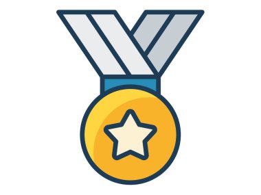 Madalya ödülü dolu satır biçimi illüstrasyonlu tek izole simge