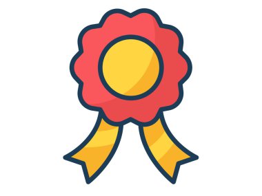 kurdele rozet ödülü doldurulmuş satır biçimi illüstrasyonlu tek izole simge