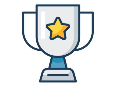 Dolu çizgi biçimi illüstrasyonlu kupa kupası tek izole edilmiş simgesi