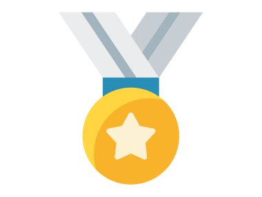 Düz stil illüstrasyonlu tek izole edilmiş madalya ödülü simgesi