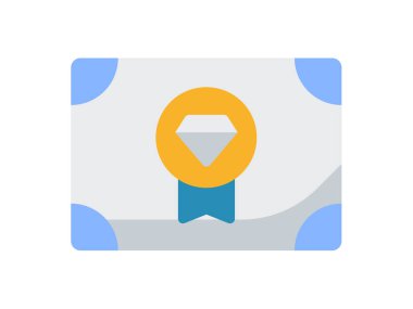 Düz biçim illüstrasyonlu sertifikalı tek izole simge